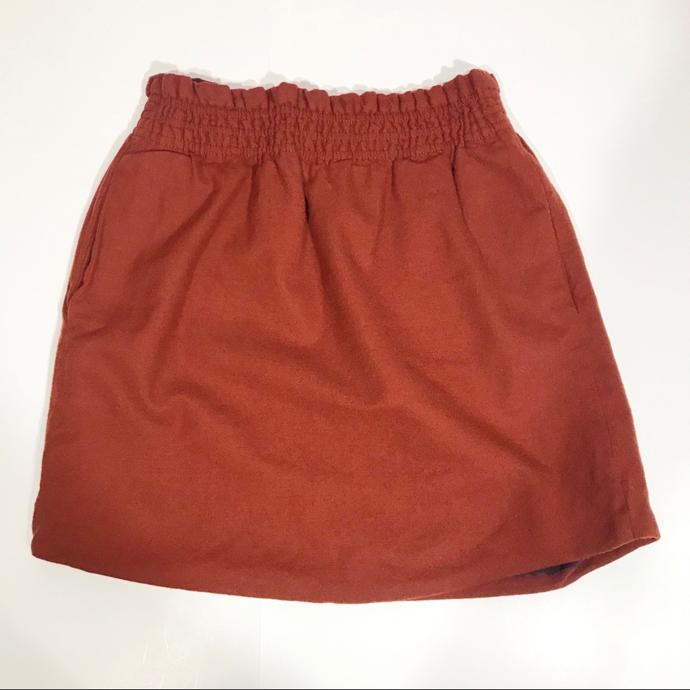 J Crew Wool Henna Burnt Orange Paperbag Bell Skirt